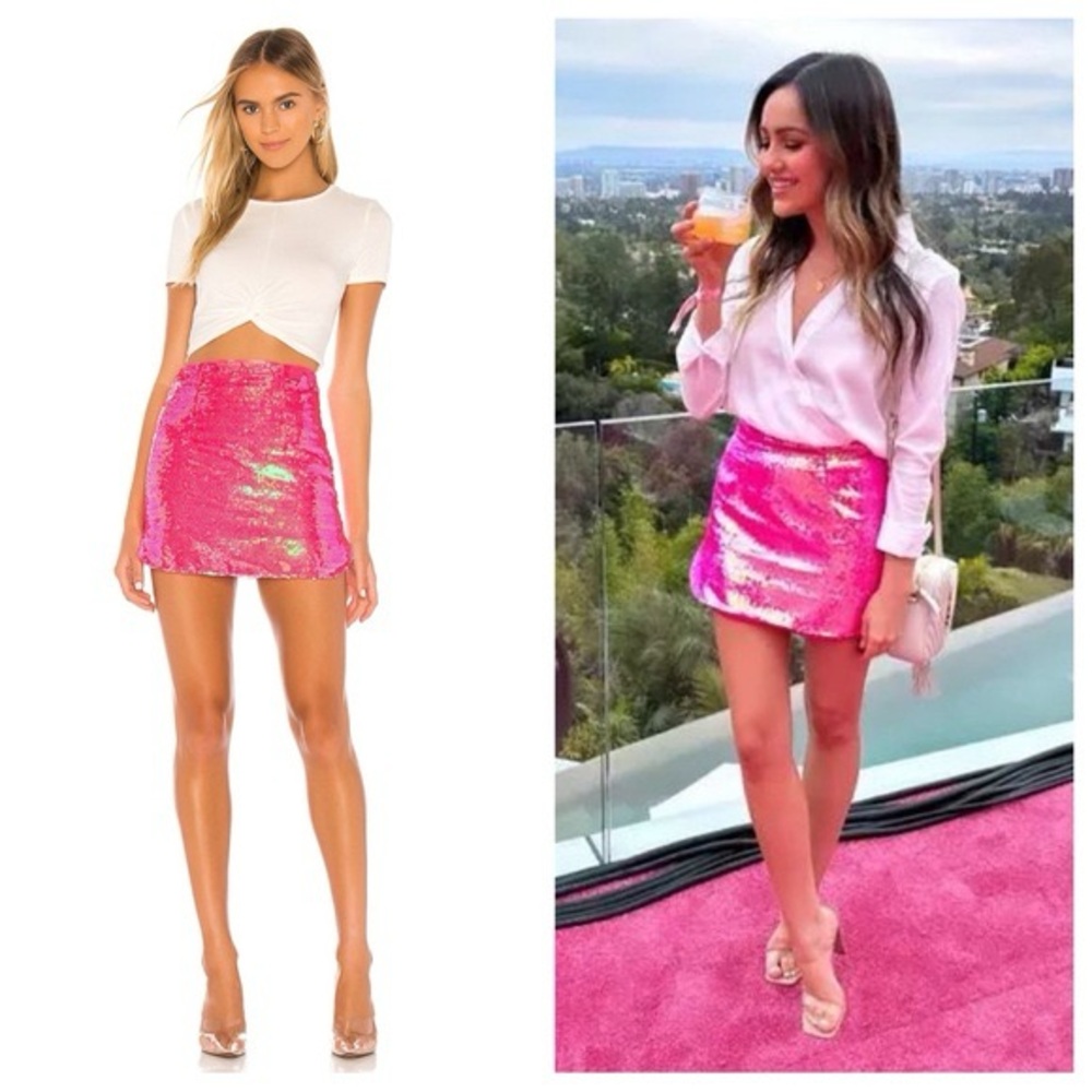 superdown Pink Sequin Mini Skirt